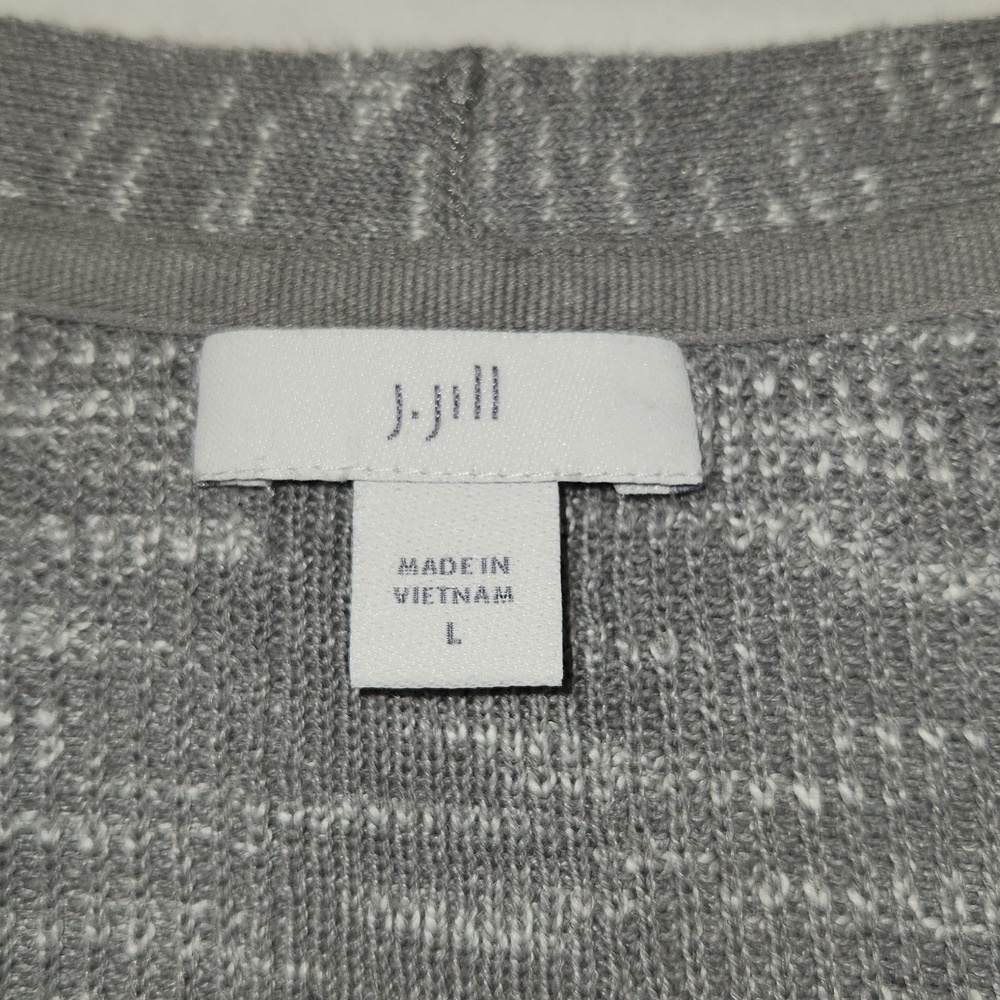 J Jill Women's Size L Gray Open Front Long Sleeve Cotton Linen Blend Cardigan - Picture 11 of 12